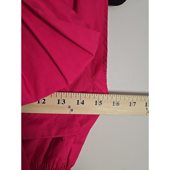 ZARA Fuchsia Pink Bow Poplin Top XS Sleeveless Statement Blouse Fitted Chic - Picture 8 of 11